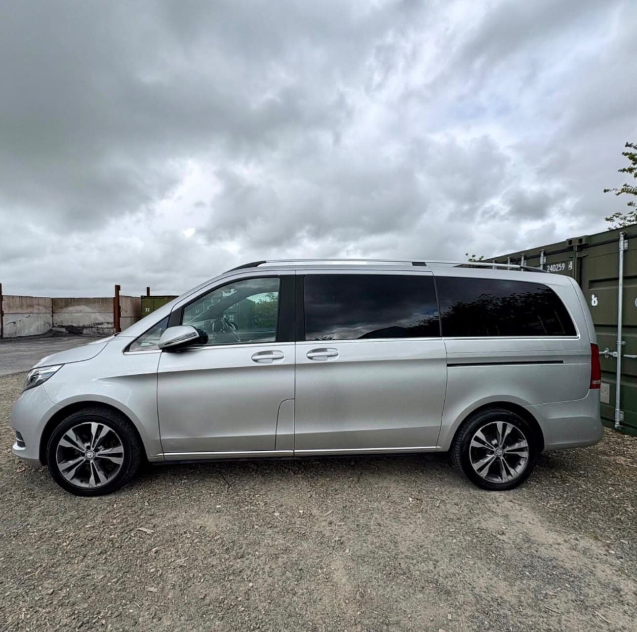Side profile of a Mercedes-Benz passenger vehicle